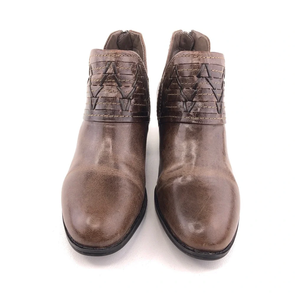 Earth Merlin Taupe Brown Leather Ankle Booties 7 B - Picture 4 of 12